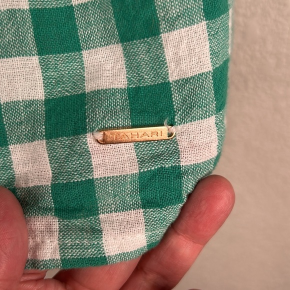 Tahari Girl's Gingham Checked Green & White Spring Fit & Flare Dress Size 6 - Picture 4 of 9